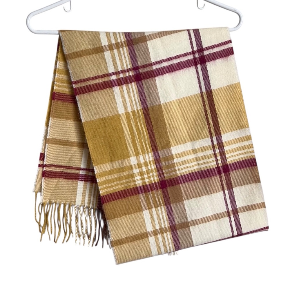 Cashmere Plaid Scarf Germany Yellow White Red Preppy Casual Natural Material